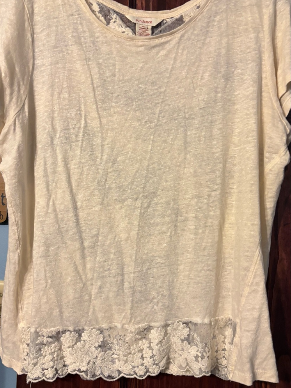 Sundance Cream Floral Lace Overlay Blouse